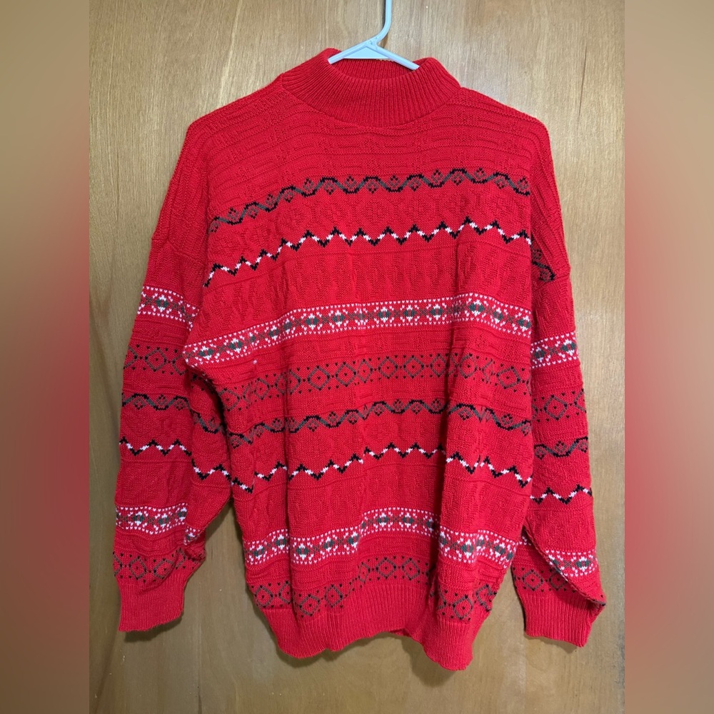 Vintage Red‎ Fair Isle Knit Sweater Holiday Winter Pullover 2XL 20W